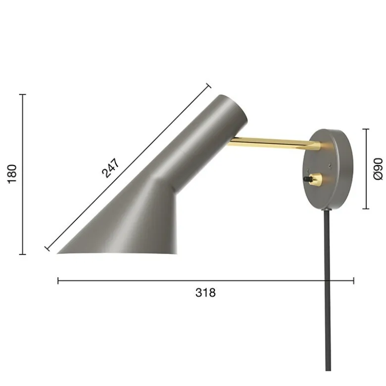 AJ vägglampa grey/brass