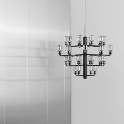 Amp chandelier L guld glas/grön