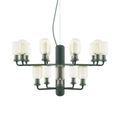 Amp chandelier S guld glas/grön