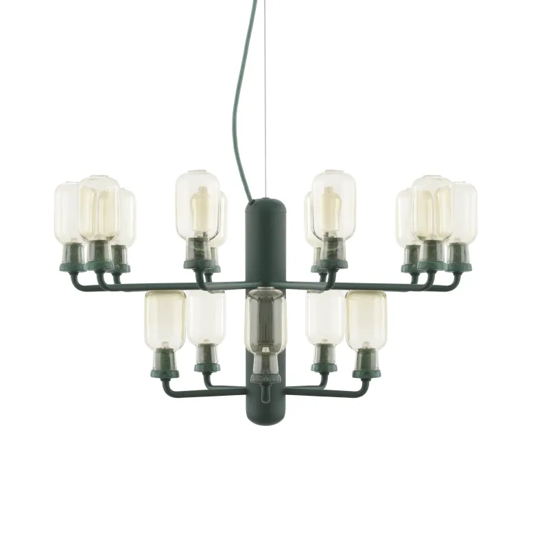 Amp chandelier S guld glas/grön