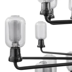 Amp chandelier S rökfärgat glas/svart