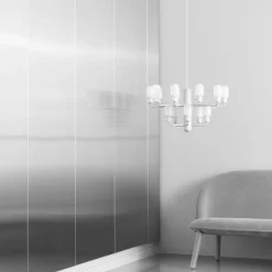 Amp chandelier S vitt glas/vit