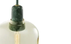 Amp Taklampa L guld glas/grön