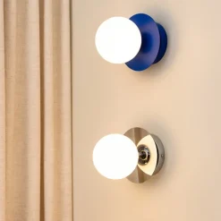 Art Deco IP44 badrumsbelysning blå/vit