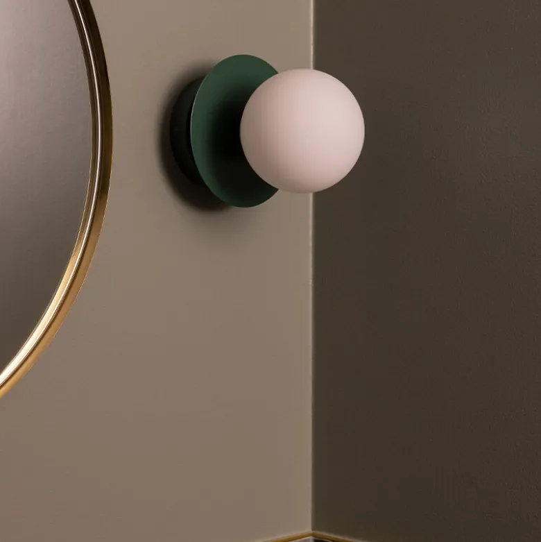 Art Deco IP44 badrumsbelysning grön/vit