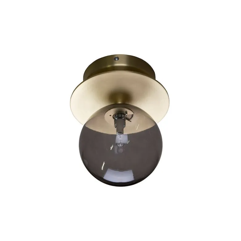 Art Deco IP44 badrumsbelysning borstad mässing/rök