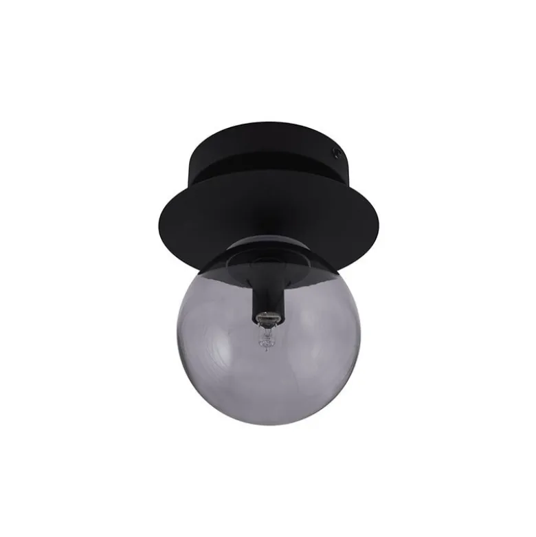 Art Deco IP44 vägglampa/plafond svart/rök
