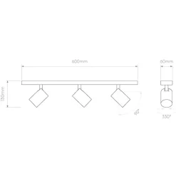 Ascoli triple bar spotlight brons