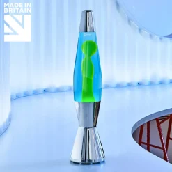 Astro Baby silver lavalampa blå med grön lava