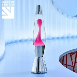 Astro Baby silver lavalampa klar med rosa lava