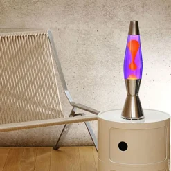 Astro Baby silver lavalampa lila med orange lava