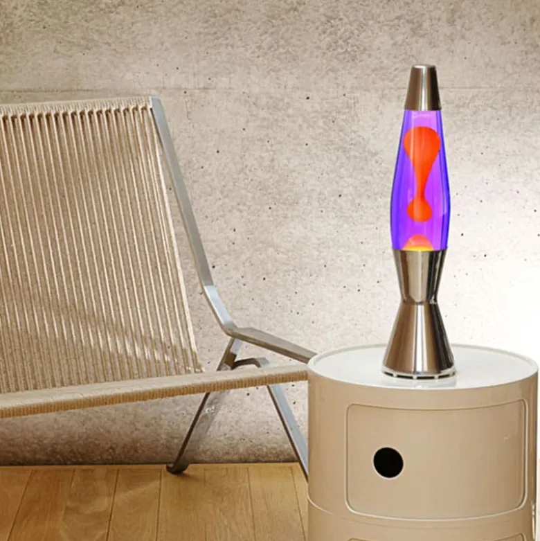 Astro Baby silver lavalampa lila med orange lava