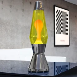 Astro silver lavalampa gul med orange lava