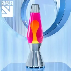 Astro silver lavalampa rosa med gul lava