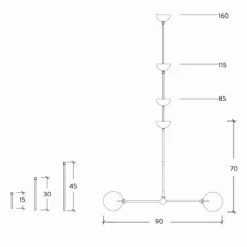 Balance 150x150 taklampa mässing