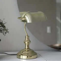 Bankers 42 cm bordslampa mässing