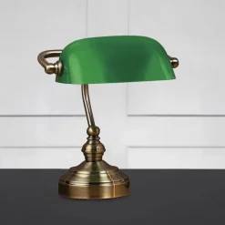 Bankers 25 cm bordslampa oxide/grön