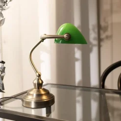 Bankers 25 cm bordslampa oxide/grön