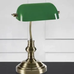 Bankers 42 cm bordslampa oxide/grön