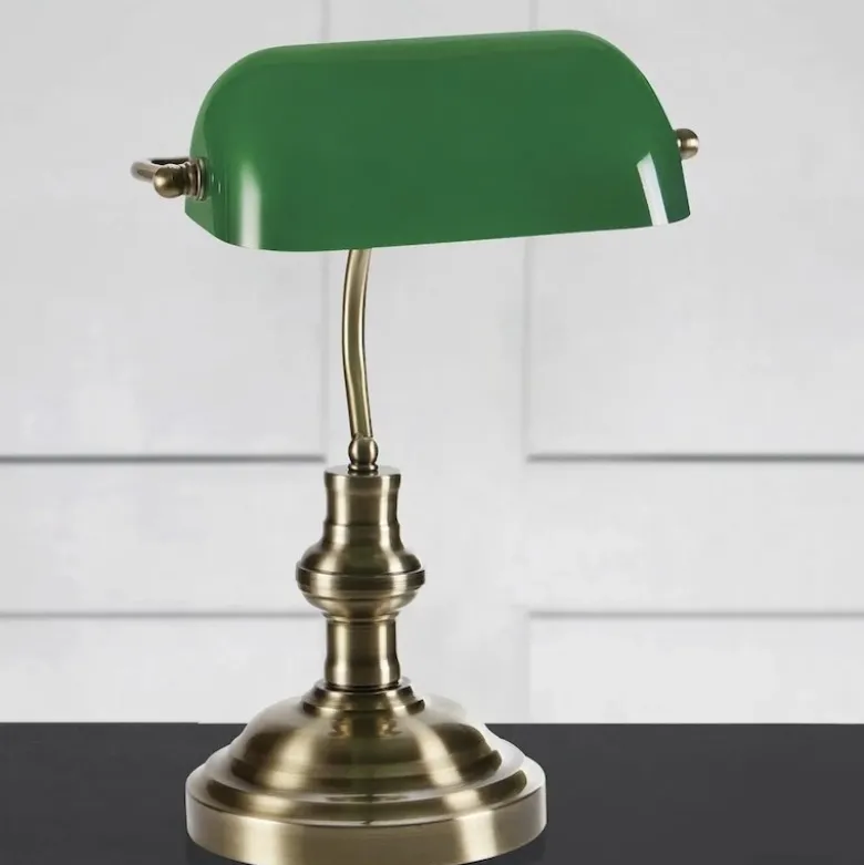 Bankers 42 cm bordslampa oxide/grön