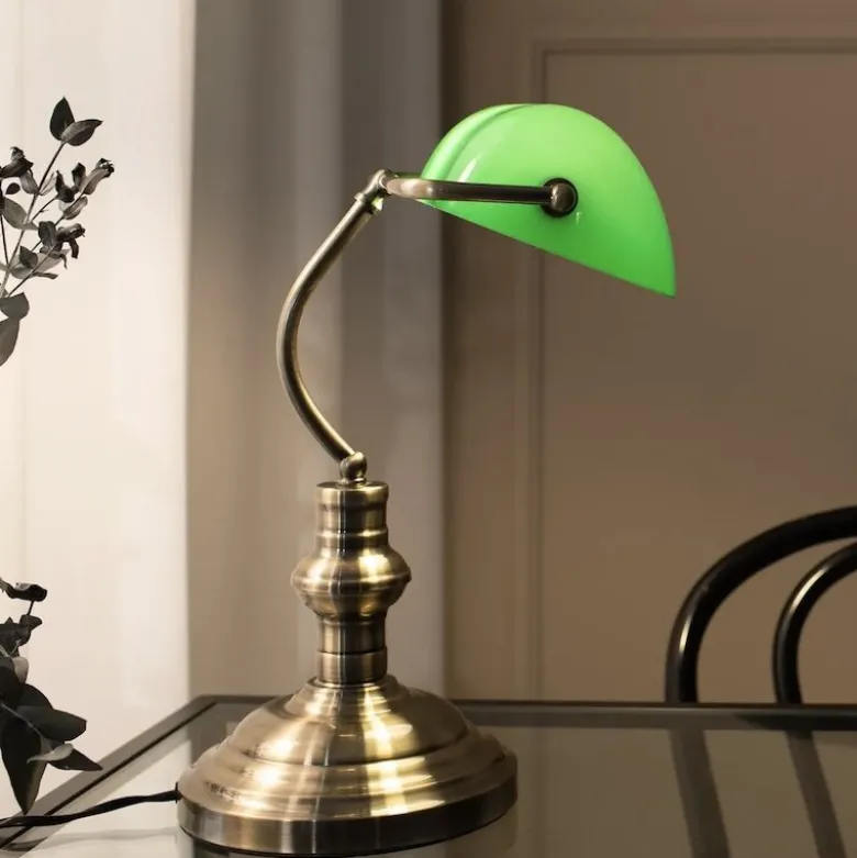 Bankers 42 cm bordslampa oxide/grön