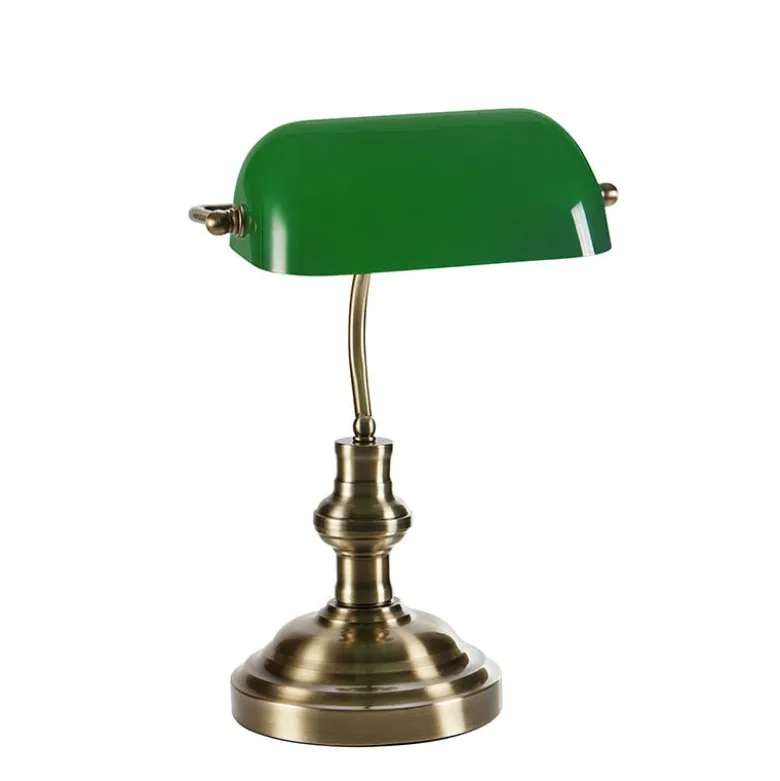 Bankers 42 cm bordslampa oxide/grön