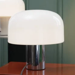 Bellhop glass bordslampa bright aluminium