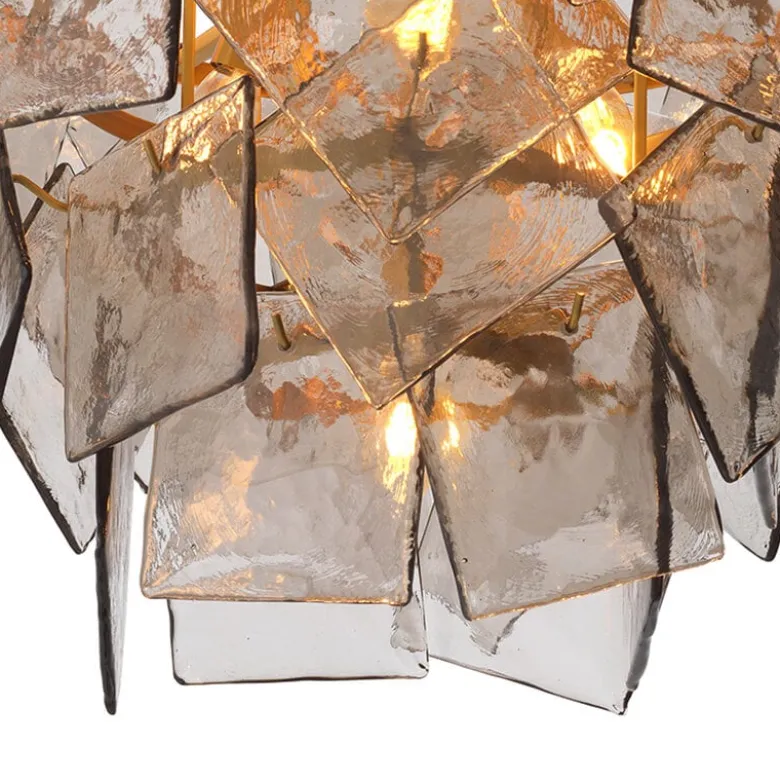 Biltmore Chandelier taklampa antik mässing/rökfärgat glas