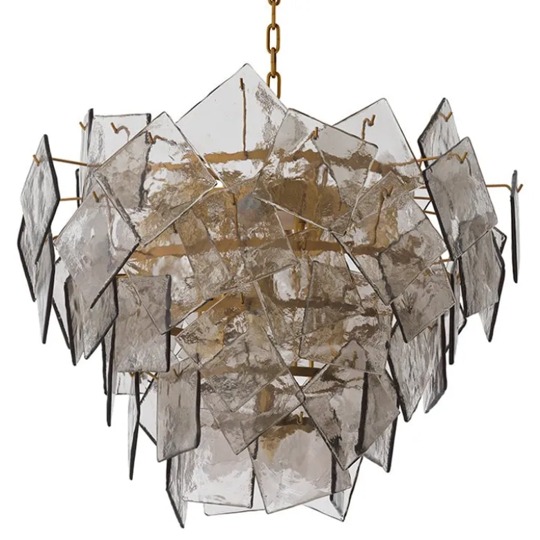 Biltmore Chandelier taklampa antik mässing/rökfärgat glas