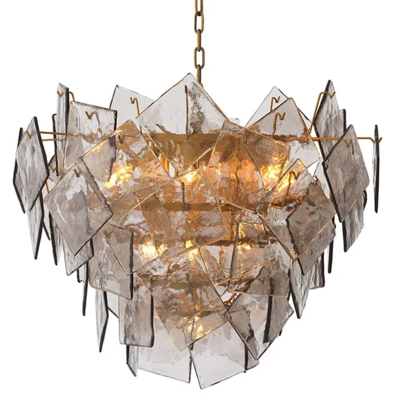 Biltmore Chandelier taklampa antik mässing/rökfärgat glas