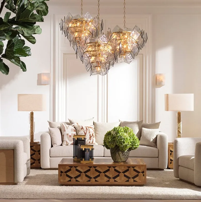 Biltmore Chandelier taklampa antik mässing/rökfärgat glas
