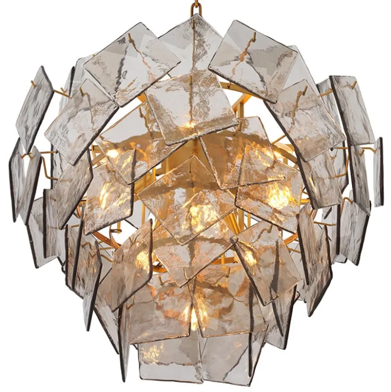 Biltmore Chandelier taklampa antik mässing/rökfärgat glas