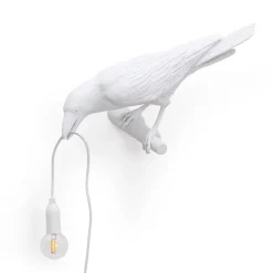 Bird Lamp looking left outdoor vägglampa vit
