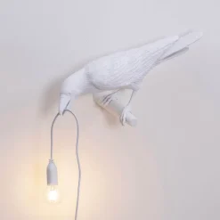 Bird Lamp looking left outdoor vägglampa vit