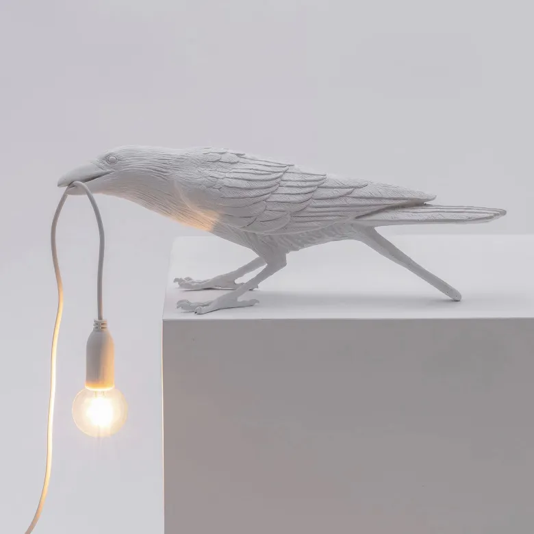 Bird Lamp Playing bordslampa vit