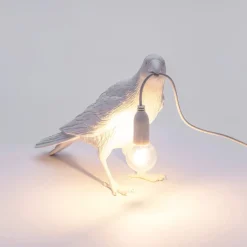 Bird Lamp waiting bordslampa vit