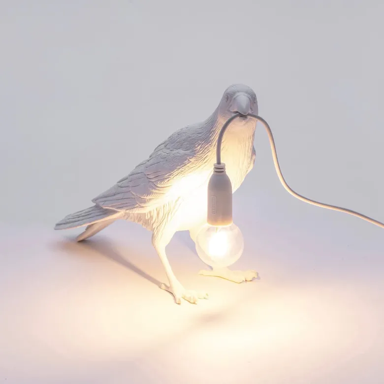 Bird Lamp waiting bordslampa vit