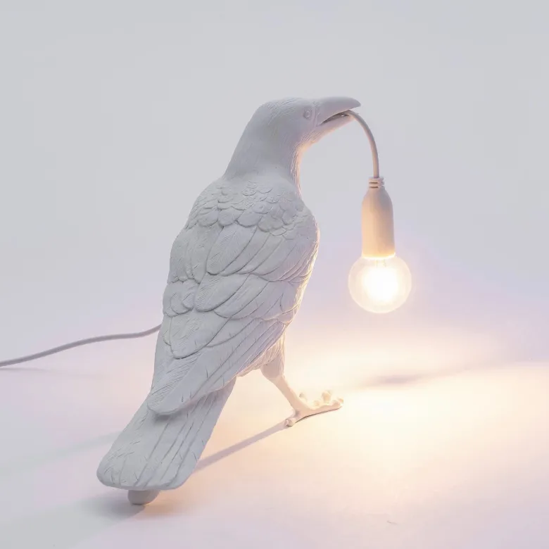 Bird Lamp waiting bordslampa vit