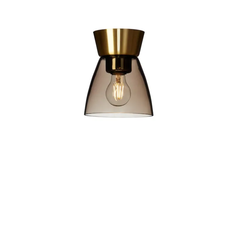 Bizzo plafond mässing/rökfärgat glas