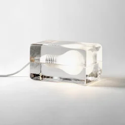 Block lamp bordslampa vit sladd