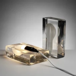 Block lamp bordslampa vit sladd