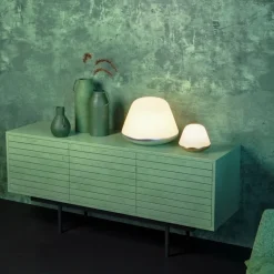 Bloom Ø20 bordslampa satin silver/opal