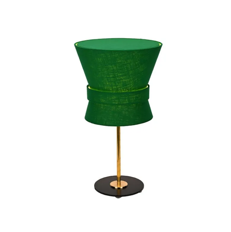 Bow bordslampa rå mässing/emerald green