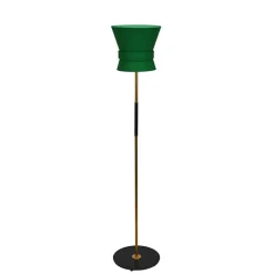 Bow liten golvlampa rå mässing/emerald green