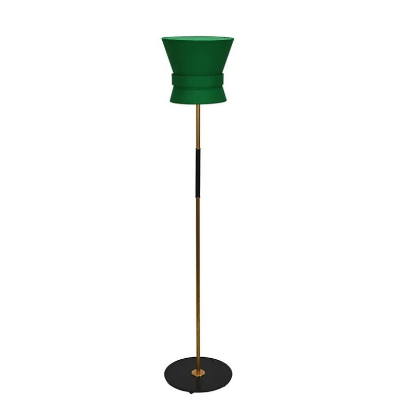 Bow liten golvlampa rå mässing/emerald green