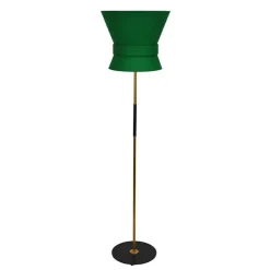 Bow stor golvlampa rå mässing/emerald green