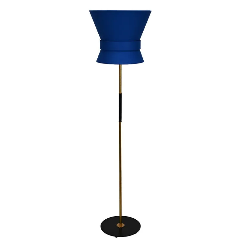 Bow stor golvlampa rå mässing midnight blue