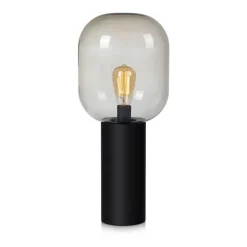 Brooklyn 56cm bordslampa svart/rökfärgat glas