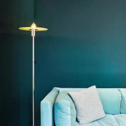 BST 23 Bauhaus golvlampa nickel/frostat glas