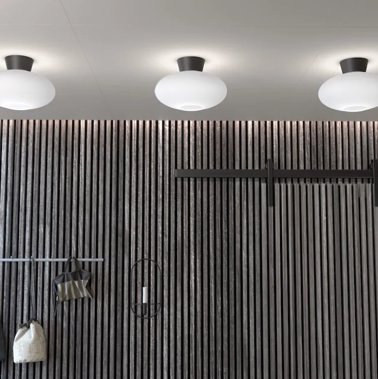 Bullo plafond Ø27 svart/opalt glas